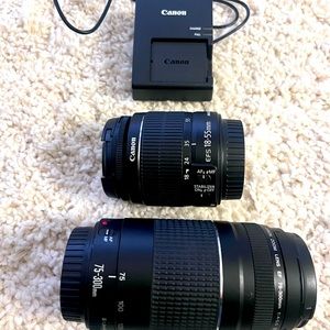 Canon EOS Rebel T6 DSLR Camera with 18-55mm and 75-300mm Lenses Kit USA